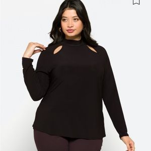 Beacon Erica Cutout Knit Top, Black, 1X